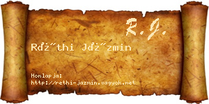 Réthi Jázmin névjegykártya